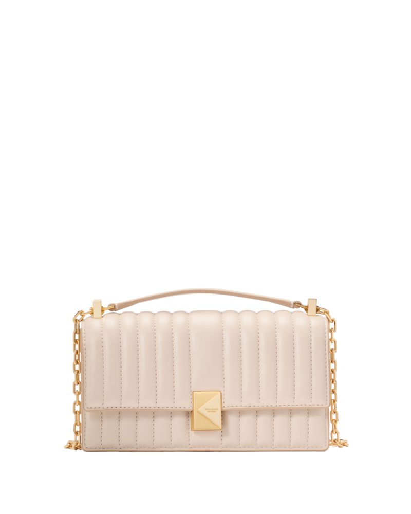 Kate Spade,Deco Quilted Mini Flap Chain Crossbody,Crossbody,Casual,Day Party,Beige