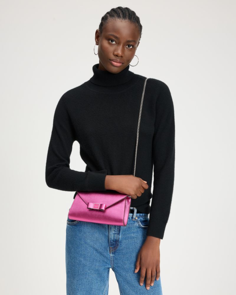 Kate Spade,Morgan Bow Metallic Envelope Flap Crossbody,