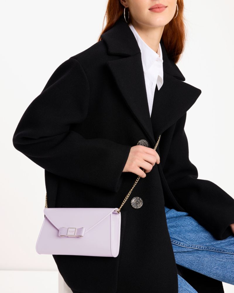 Kate Spade,Morgan Bow Envelope Flap Crossbody,Leather,Recycled Polyester,Clutch,Logo,Bow,Day Party,