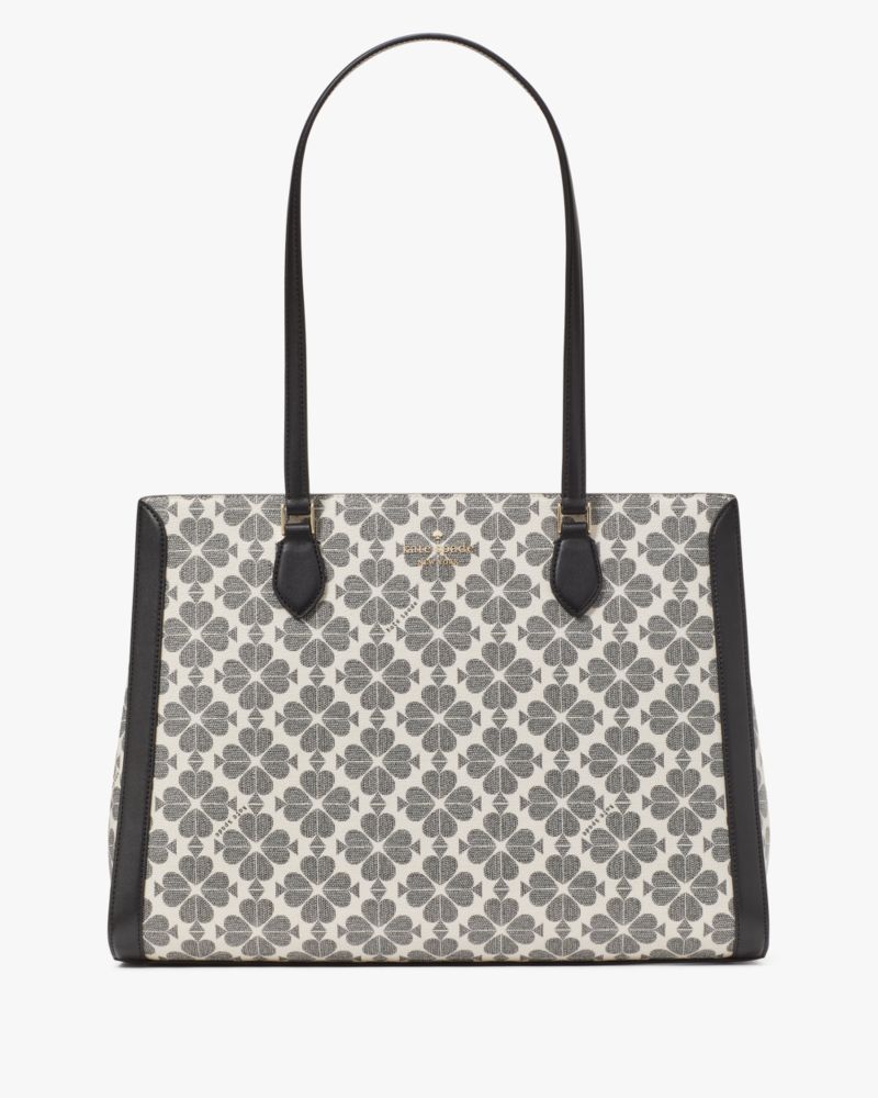 Kate Spade,Signature Spade Flower East West Laptop Tote,Tote,Metal Material,PVC,No Embellishment,Casual,Multi Color