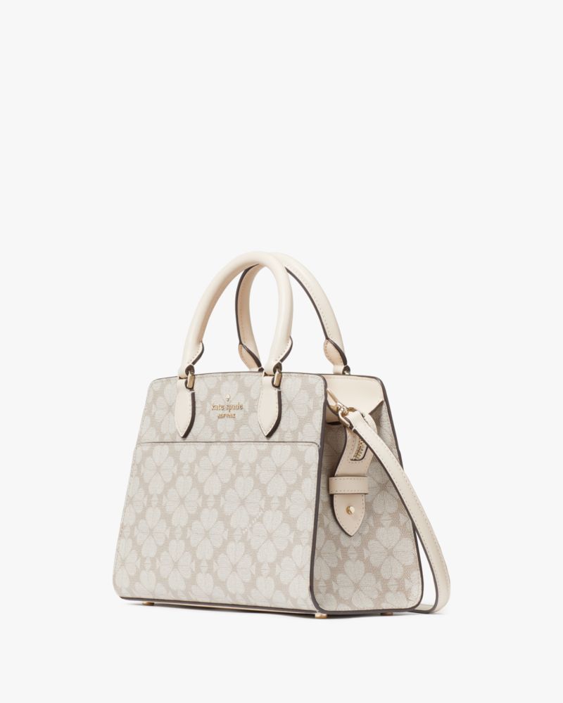 Kate Spade,Signature Spade Flower Small Satchel,Satchel,Metal Material,PVC,Day Party,Cream
