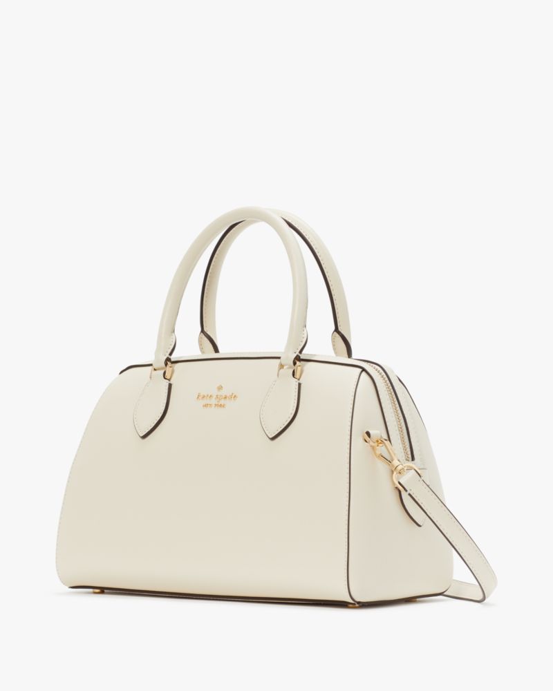 Kate Spade,Madison Large Dolly Duffle Crossbody,Lining Leather,Duffle Bag,Metal Material,Logo,Metal,Work,Cream