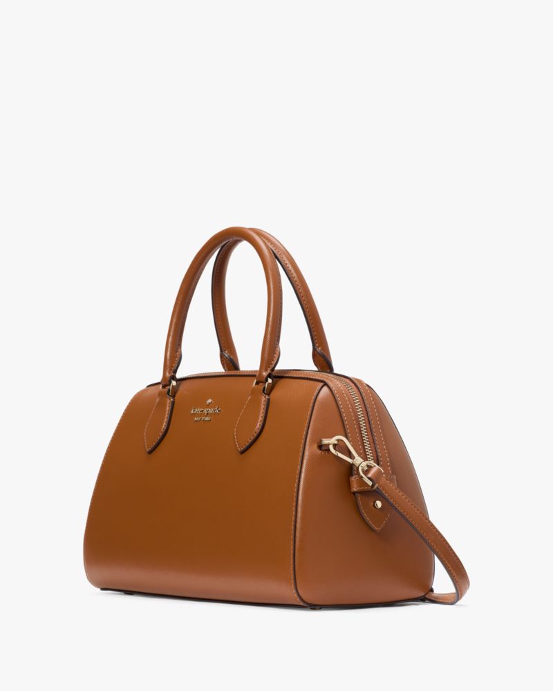 Kate Spade,Madison Large Dolly Duffle Crossbody,Lining Leather,Duffle Bag,Metal Material,Logo,Metal,Work,Brown