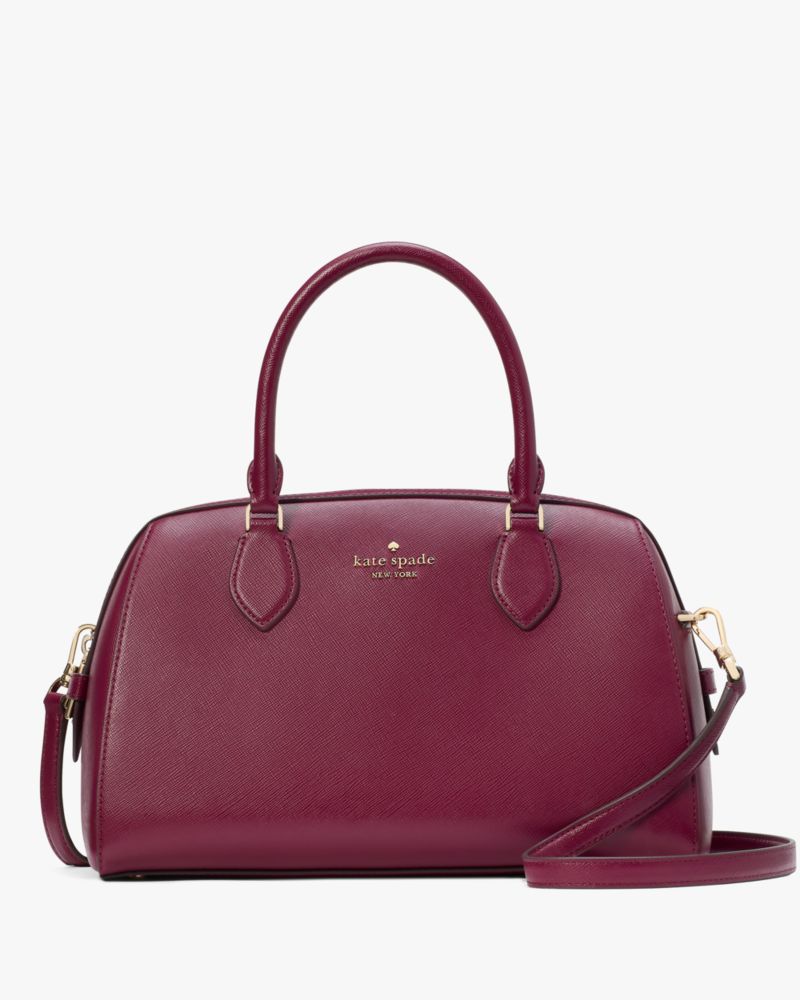 Kate Spade,Madison Large Dolly Duffle Crossbody,Lining Leather,Duffle Bag,Metal Material,Logo,Metal,Work,Maroon