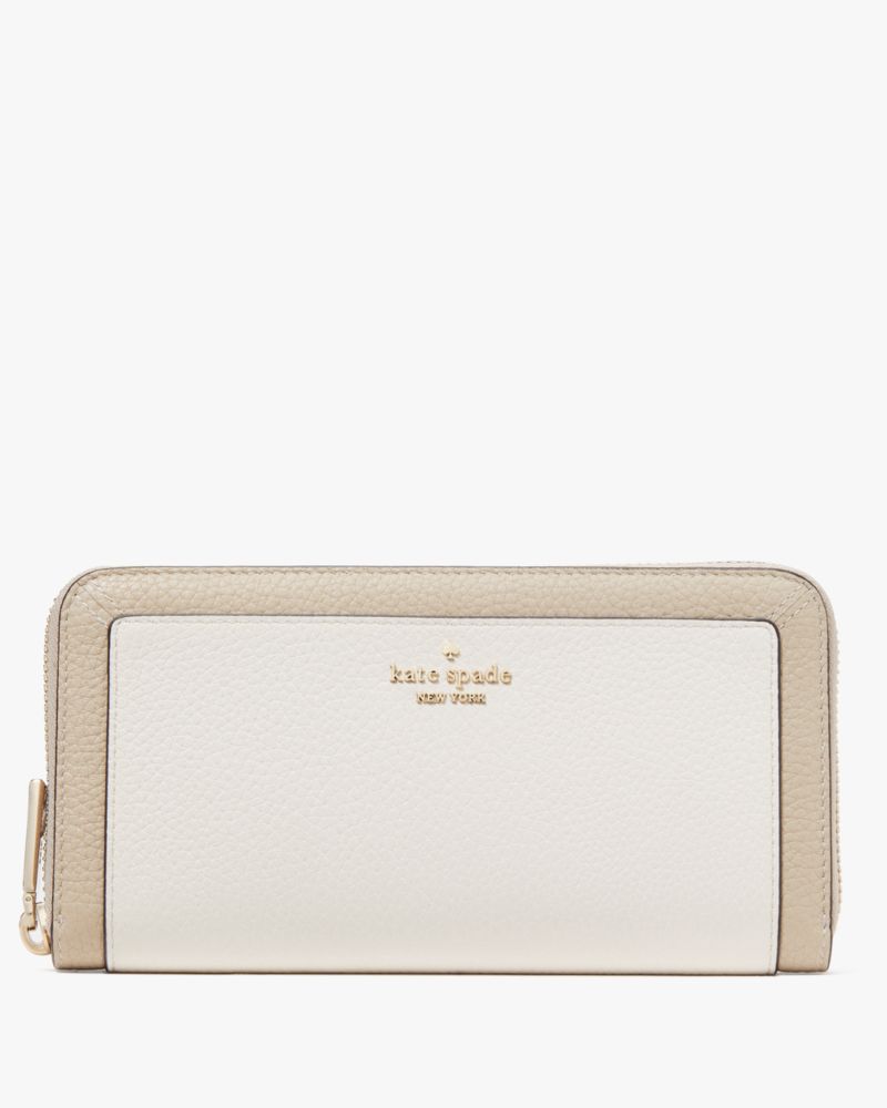 Kate Spade,Lena Colorblock Large Continental Wallet,Cream