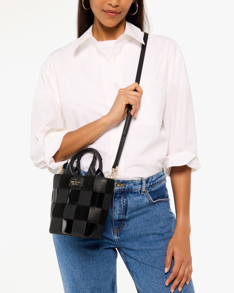 Kate Spade,Basket Mini Tote,Leather,Crossbody,Metal Material,Metal,Mixed Media,Logo,Casual,