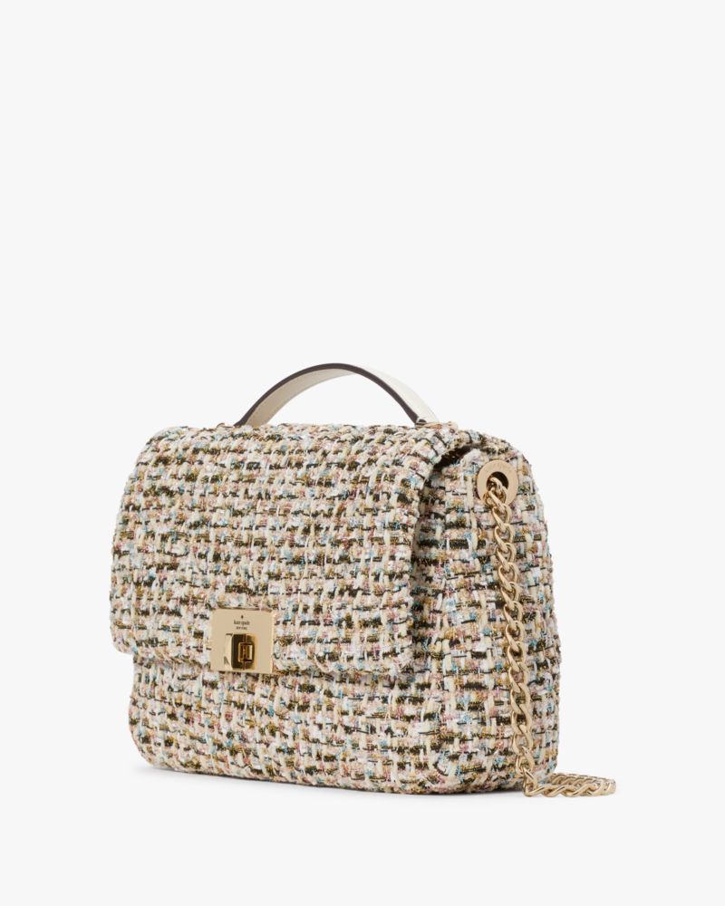 Kate Spade,Carey Tinsel Tweed Medium Flap Shoulder Bag,