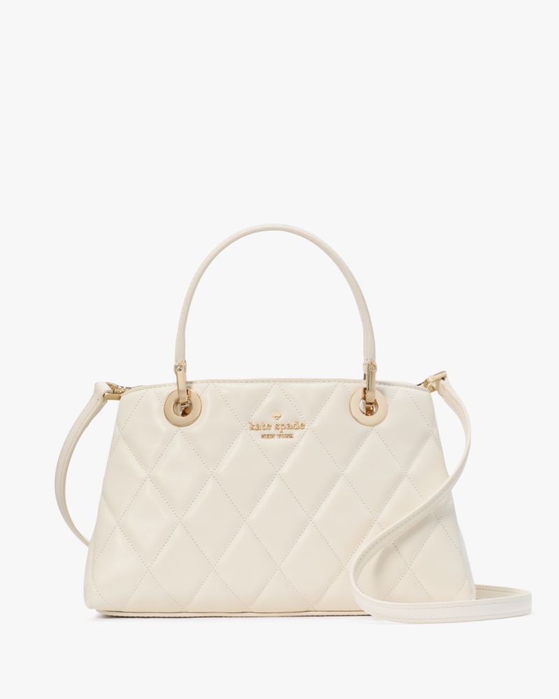 Kate Spade,Carey Small Quilted Sullivan Satchel,Cream