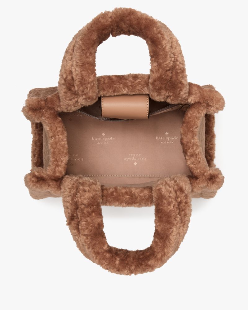 Kate Spade,Ellie Faux Fur Small Tote,Faux Fur,Crossbody,Day Party,Brown
