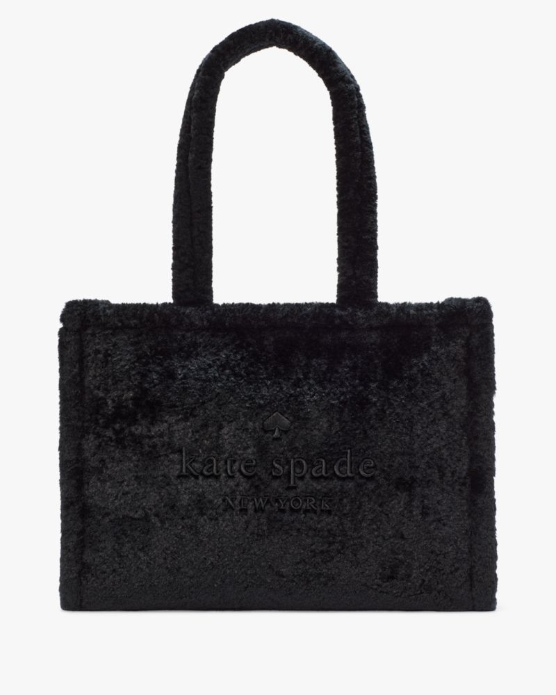 Black Ellie Faux Fur Large Tote