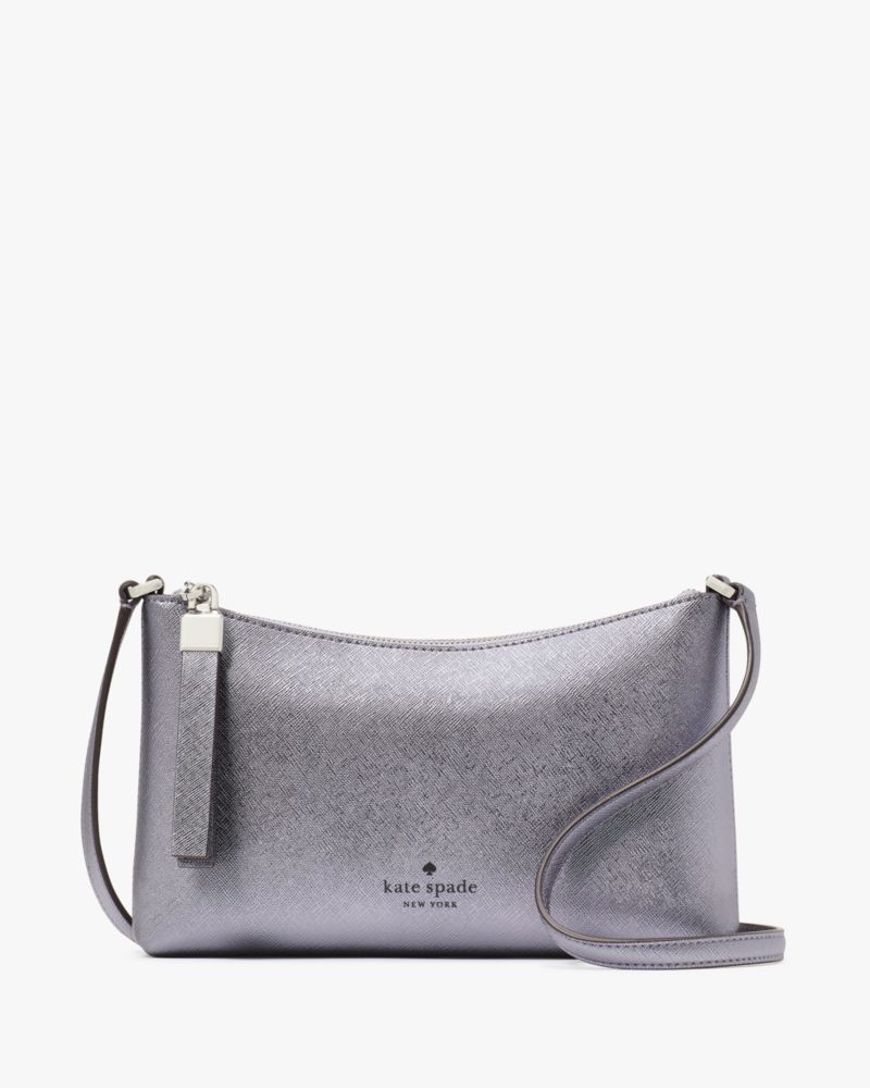 Kate Spade,Sadie Metallic Small Crossbody,Silver