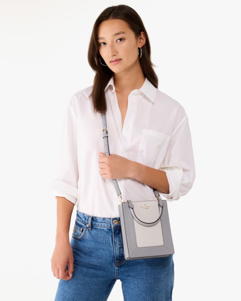 Kate Spade,Lena Colorblock Mini Tote,Leather,Crossbody,Metal Material,Logo,Metal,Color Block,Casual,