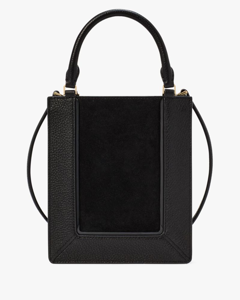Kate Spade,Lena Suede Mini Tote,Leather,Crossbody,Metal Material,Metal,Mixed Media,Logo,Gold Metal,Casual,Black