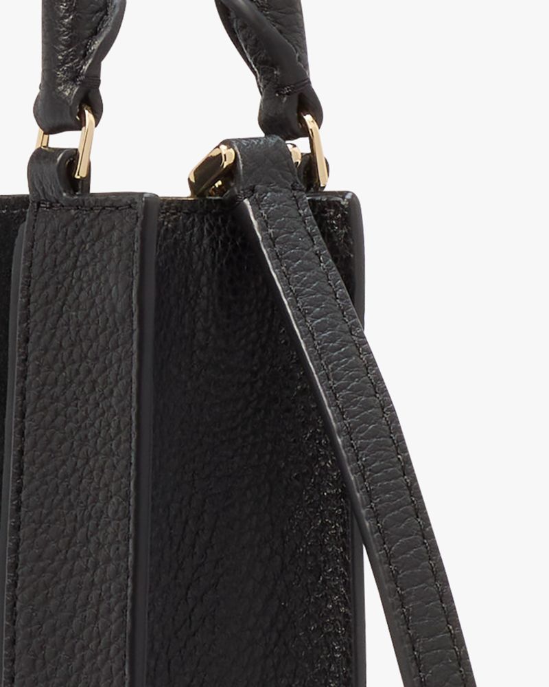Kate Spade,Lena Suede Mini Tote,Leather,Crossbody,Metal Material,Metal,Mixed Media,Logo,Gold Metal,Casual,Black