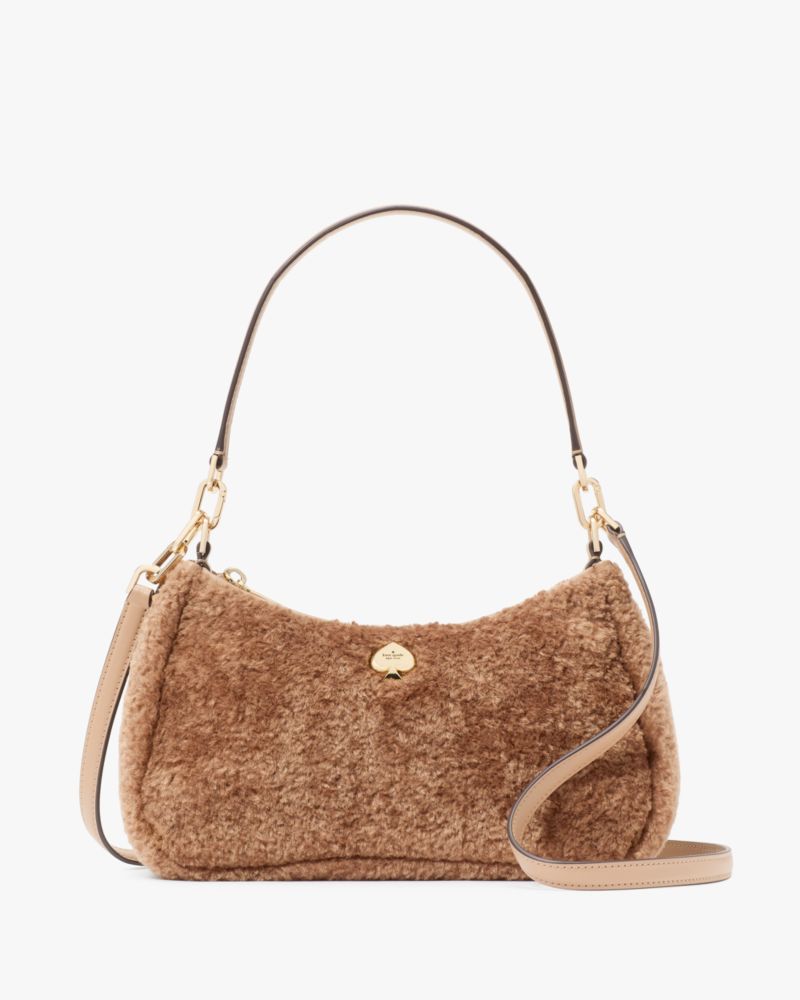 Light Fawn Kayla Faux Fur Small Convertible Shoulder Bag