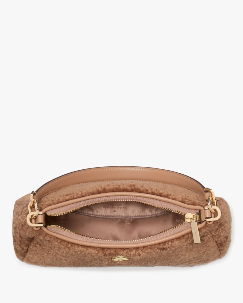 Kate Spade,Kayla Faux Fur Small Convertible Shoulder Bag,Faux Fur,Shoulder Bag,Logo,Metal,Casual,Brown