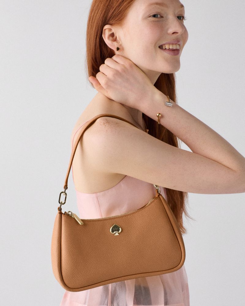 Kate Spade,Kayla Shoulder Bag,Leather,Shoulder Bag,Metal Material,Metal,Logo,Gold Metal,Casual,