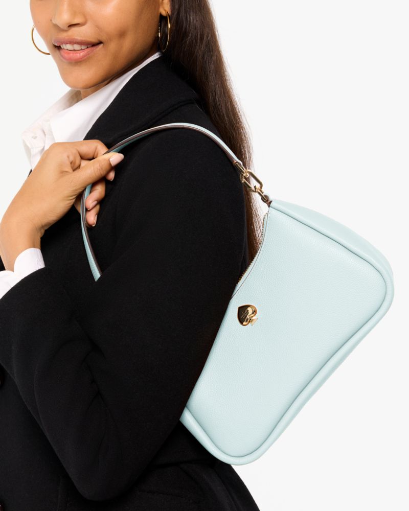 Kate Spade,Kayla Small Convertible Shoulder Bag,Leather,Shoulder Bag,Metal Material,Logo,Metal,Gold Metal,Casual,Day Party,Blue