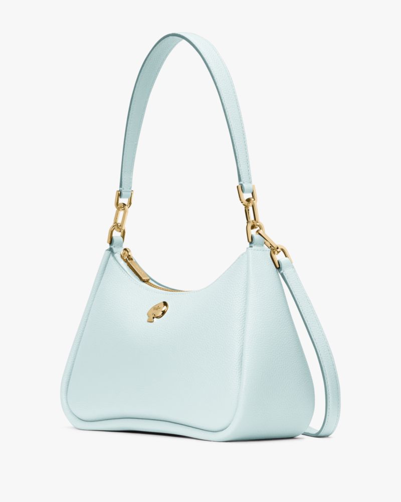 Kate Spade,Kayla Small Convertible Shoulder Bag,Leather,Shoulder Bag,Metal Material,Logo,Metal,Gold Metal,Casual,Day Party,Blue