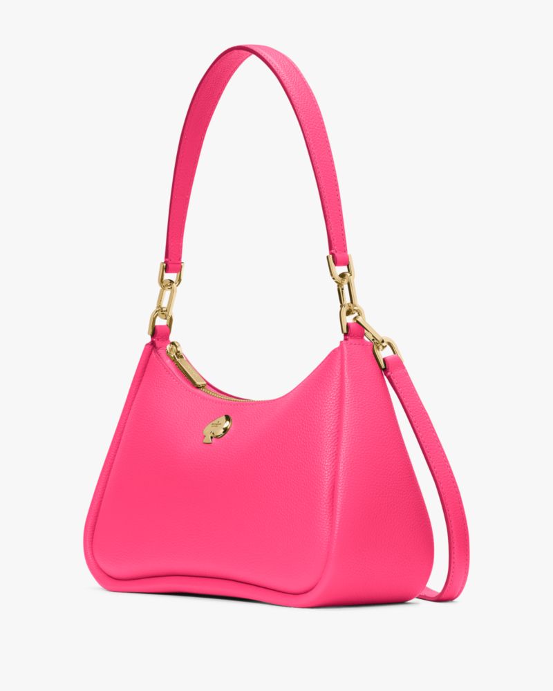 Kate Spade,Kayla Small Convertible Shoulder Bag,Leather,Shoulder Bag,Metal Material,Logo,Metal,Gold Metal,Casual,Day Party,Fuchsia