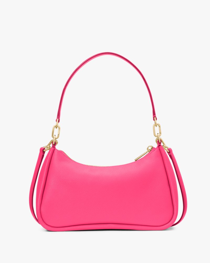 Kate Spade,Kayla Small Convertible Shoulder Bag,Leather,Shoulder Bag,Metal Material,Logo,Metal,Gold Metal,Casual,Day Party,Fuchsia