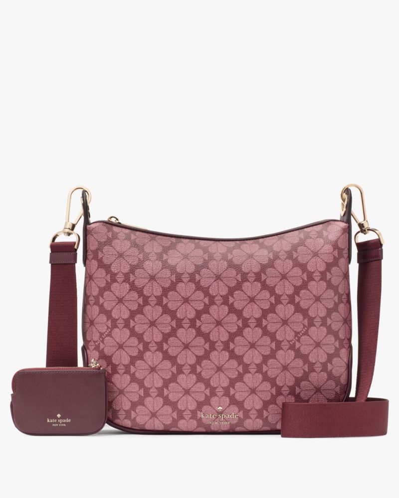 Kate Spade,Signature Spade Flower Pvc Large Crossbody,Maroon