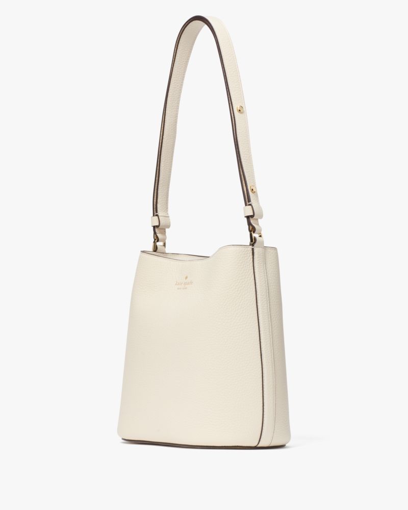 Kate Spade,Julia Bucket Bag,Leather,Shoulder Bag,Logo,Metal,Casual,Cream