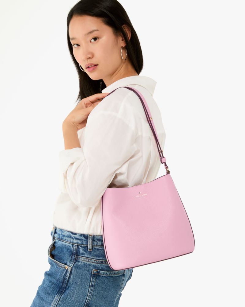 Kate Spade,Julia Bucket Bag,Leather,Shoulder Bag,Logo,Metal,Casual,Pink