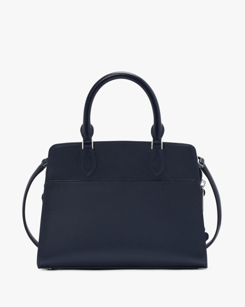 Kate Spade,Madison Embroidered Floral Small Satchel,Satchel,Metal Material,Applique,Embellished,Logo,Word Embellishment,Si...,Navy