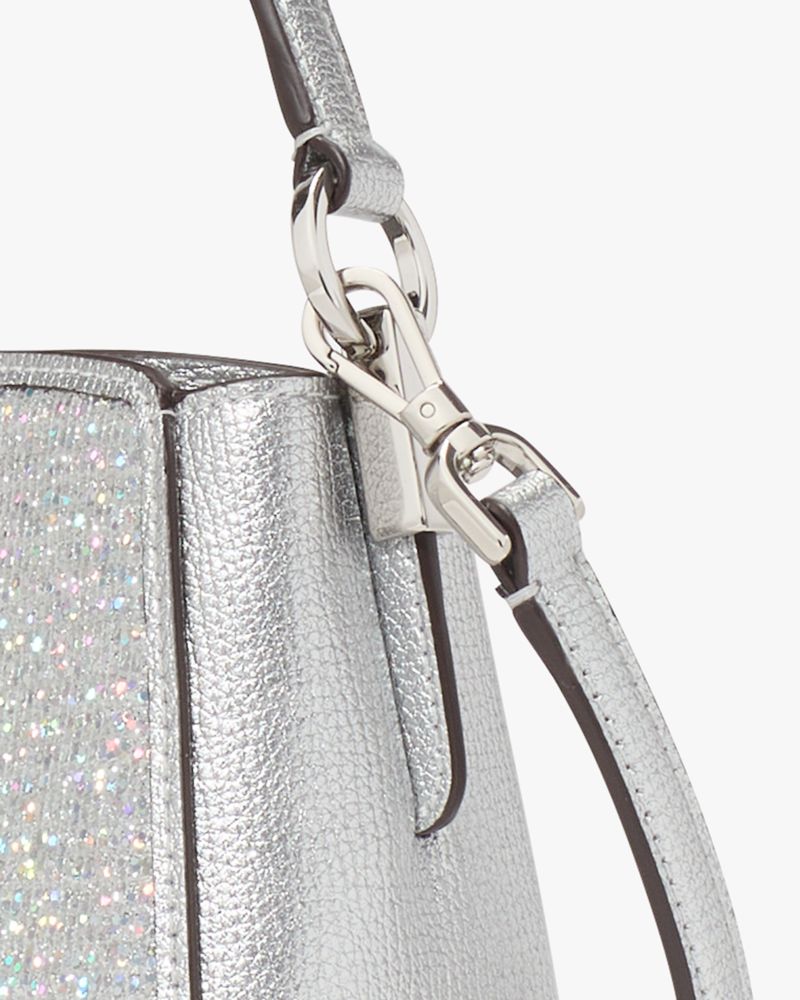 Kate Spade,Phoebe Glitter Mini Top Handle Crossbody,Crossbody,Embellished,Logo,Glitter,Party,Gray