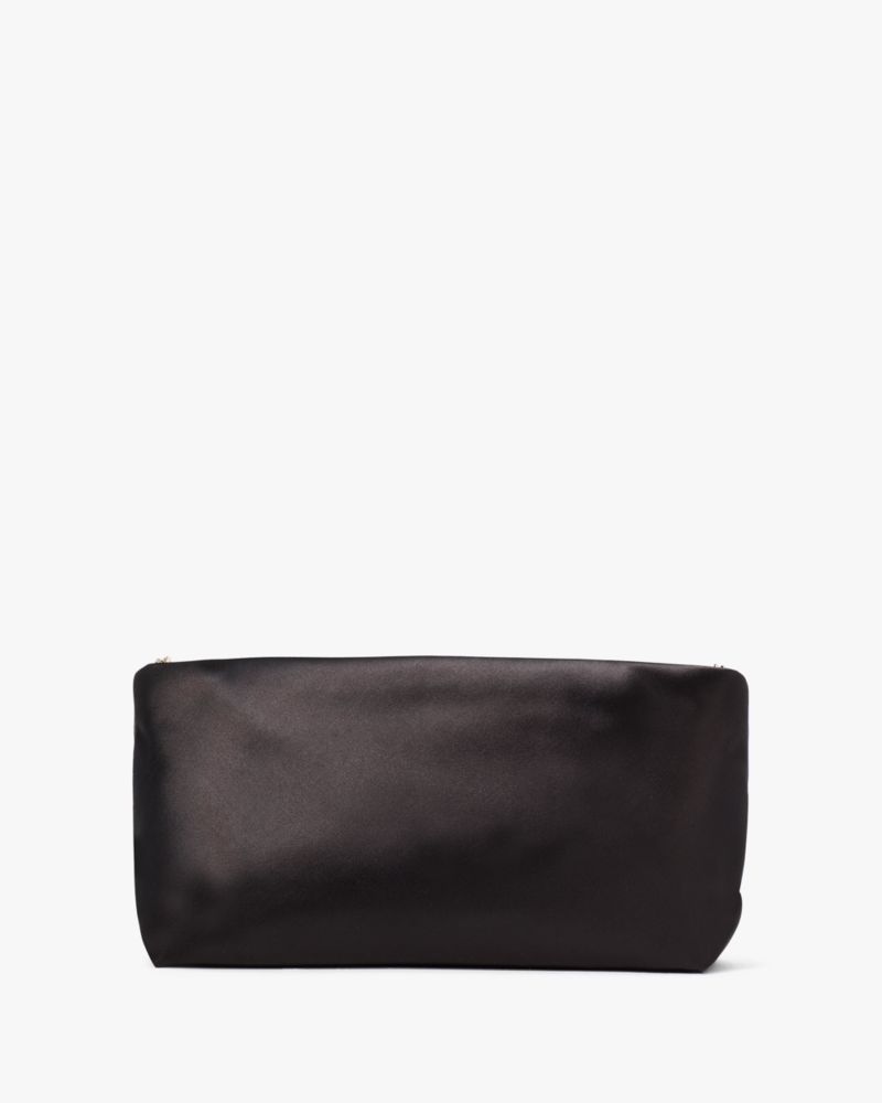 Kate Spade,Anya Satin Shoulder Bag,Satin,Shoulder Bag,Metal,Day Party,Black