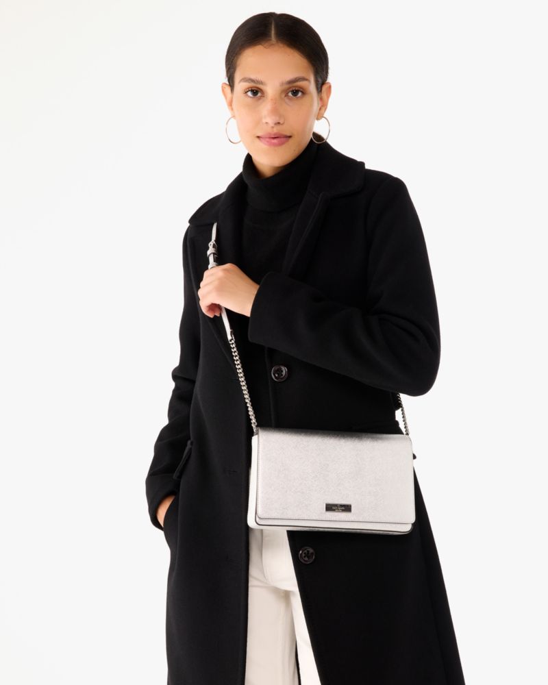 Kate Spade,Kenzie Metallic Small Convertible Crossbody,Crossbody,Logo,Metal,Silver Metal,Day Party,Silver