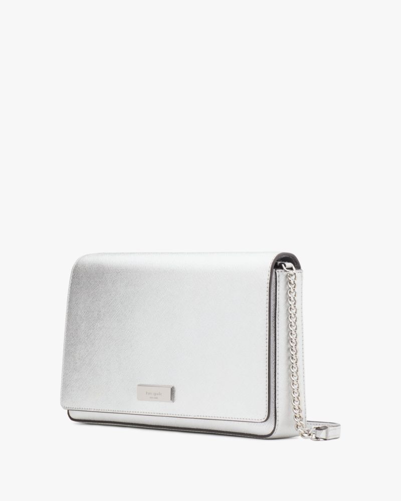 Kate Spade,Kenzie Metallic Small Convertible Crossbody,Crossbody,Logo,Metal,Silver Metal,Day Party,Silver