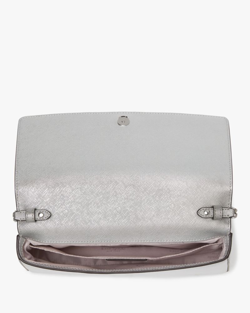 Kate Spade,Kenzie Metallic Small Convertible Crossbody,Crossbody,Logo,Metal,Silver Metal,Day Party,Silver