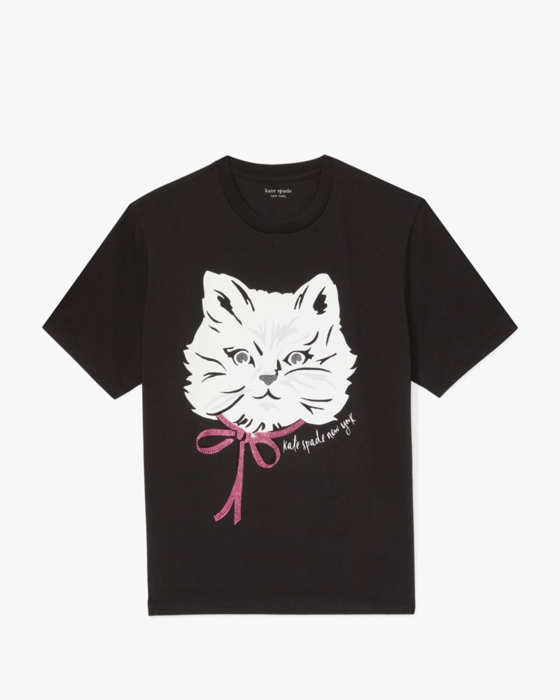 Kate Spade,エンベリッシュド キャット Tシャツ,トップス,ブラック