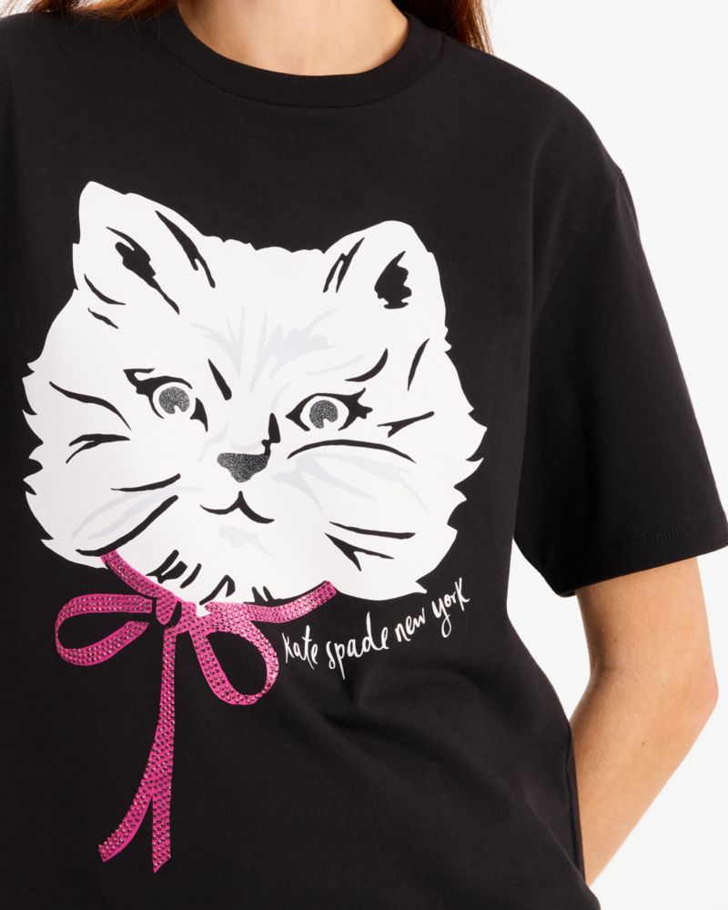 Kate Spade,エンベリッシュド キャット Tシャツ,トップス,ブラック