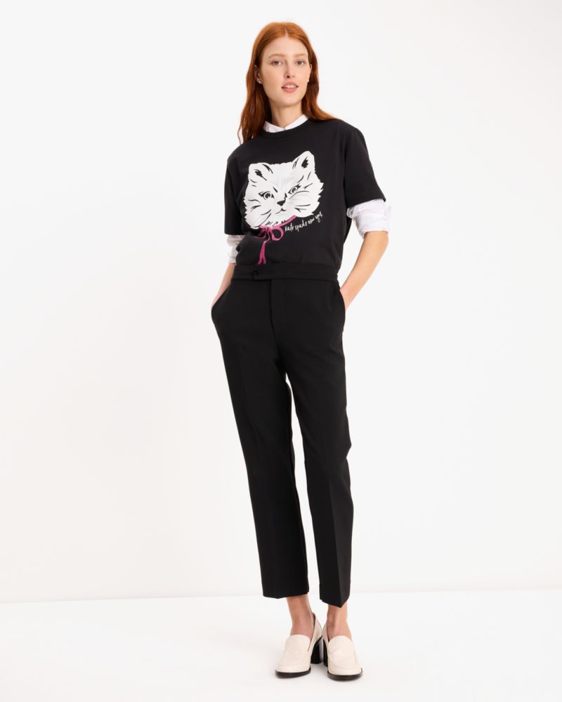 Kate Spade,エンベリッシュド キャット Tシャツ,トップス,ブラック