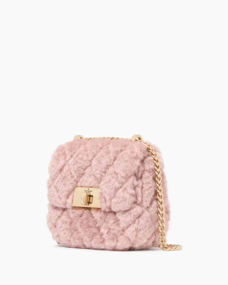 Kate Spade,Carey Faux Fur Quilted Micro Flap Crossbody,