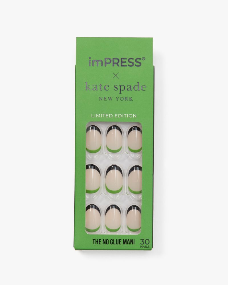 Kate Spade,Impress Press-on Nails,Black,Green