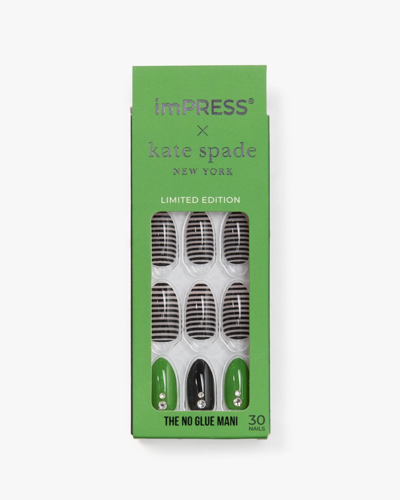 Kate Spade,Impress Press-on Nails,Black,Green