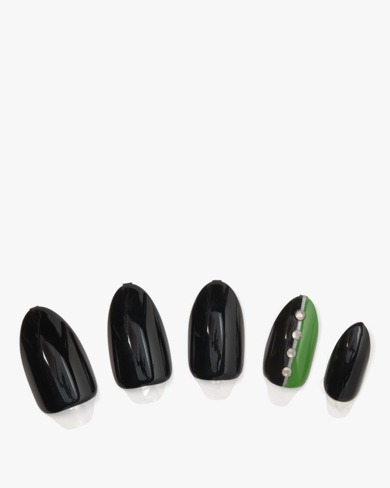 Kate Spade,Impress Press-on Nails,Black,Green