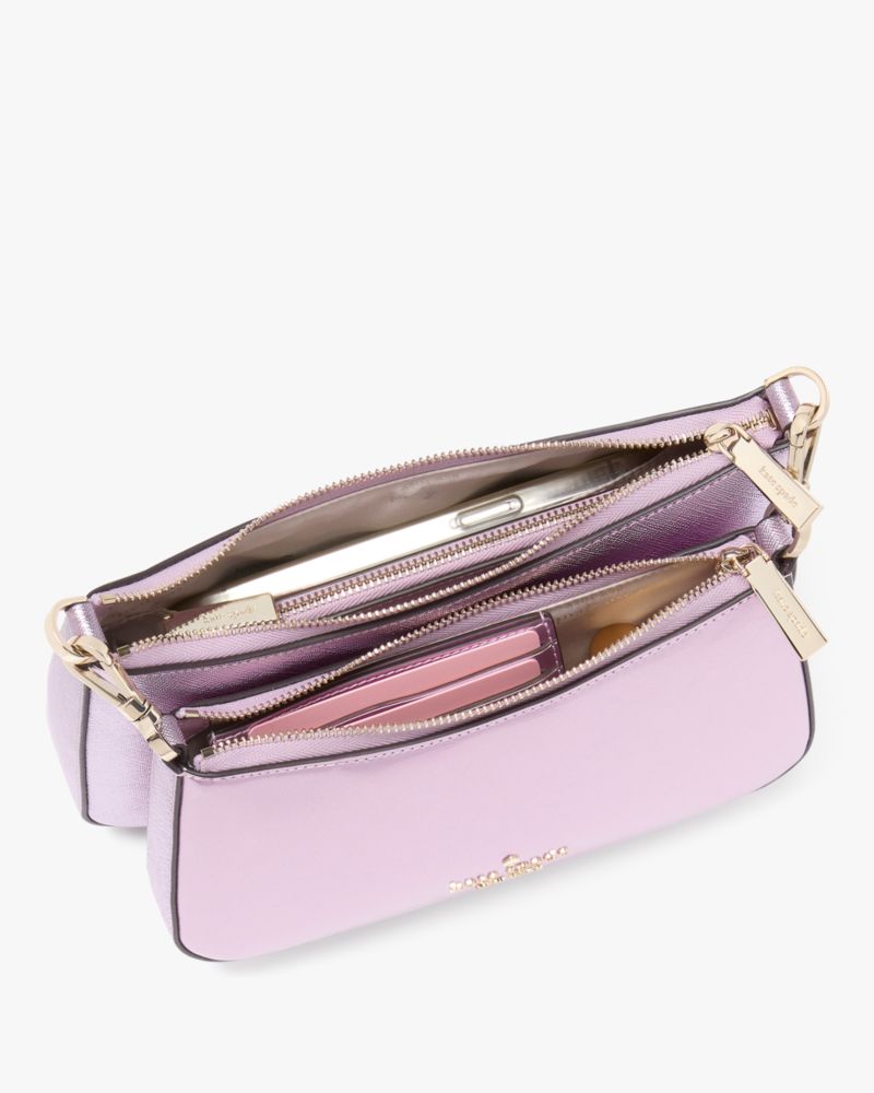 Kate Spade,Duet Patent Crossbody Duo,Pouch,Crossbody,PVC,Metal Material,Word Embellishment,Logo,Casual,Lavender