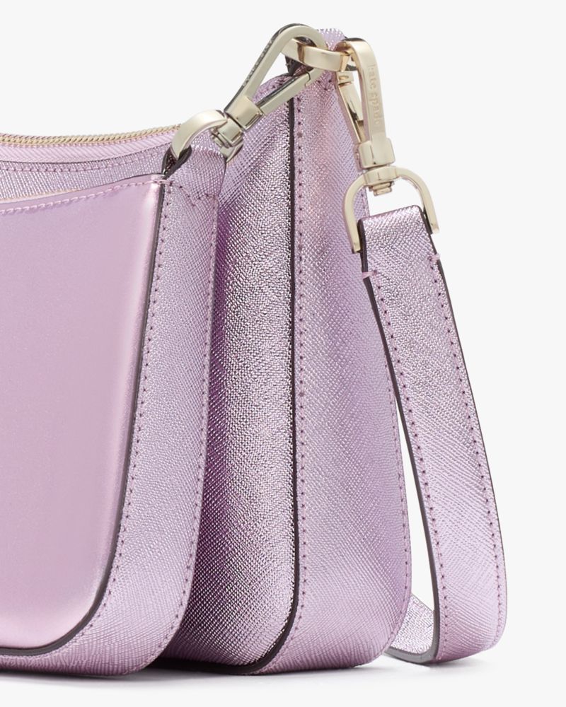 Kate Spade,Duet Patent Crossbody Duo,Pouch,Crossbody,PVC,Metal Material,Word Embellishment,Logo,Casual,Lavender