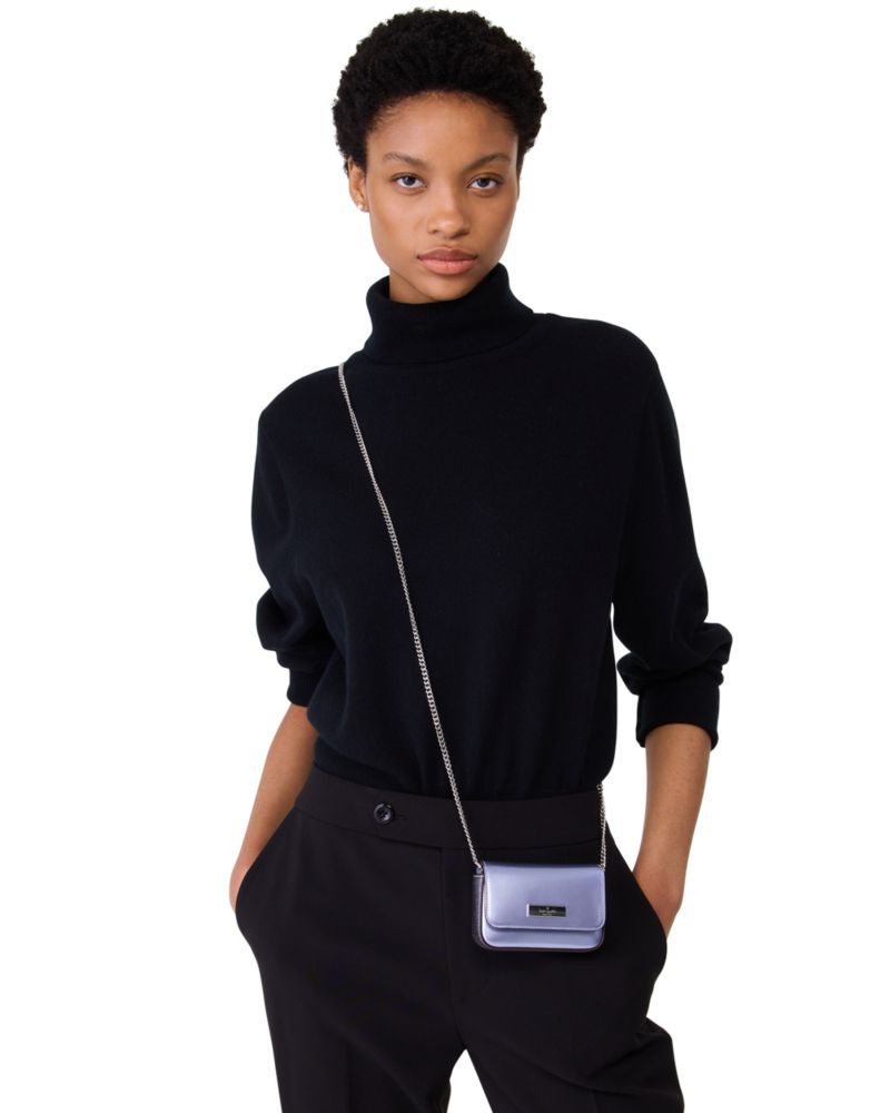 Kate Spade,Kenzie Card Case Crossbody,Crossbody,Plastic,Metal,Logo,Cocktail,Blue