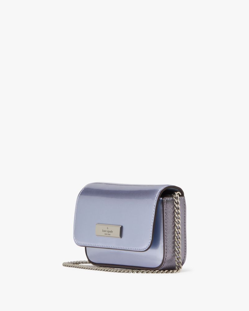 Kate Spade,Kenzie Card Case Crossbody,Crossbody,Plastic,Metal,Logo,Cocktail,Blue