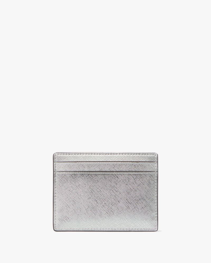 Kate Spade,Kenzie Boxed Metallic Small Cardholder,Silver