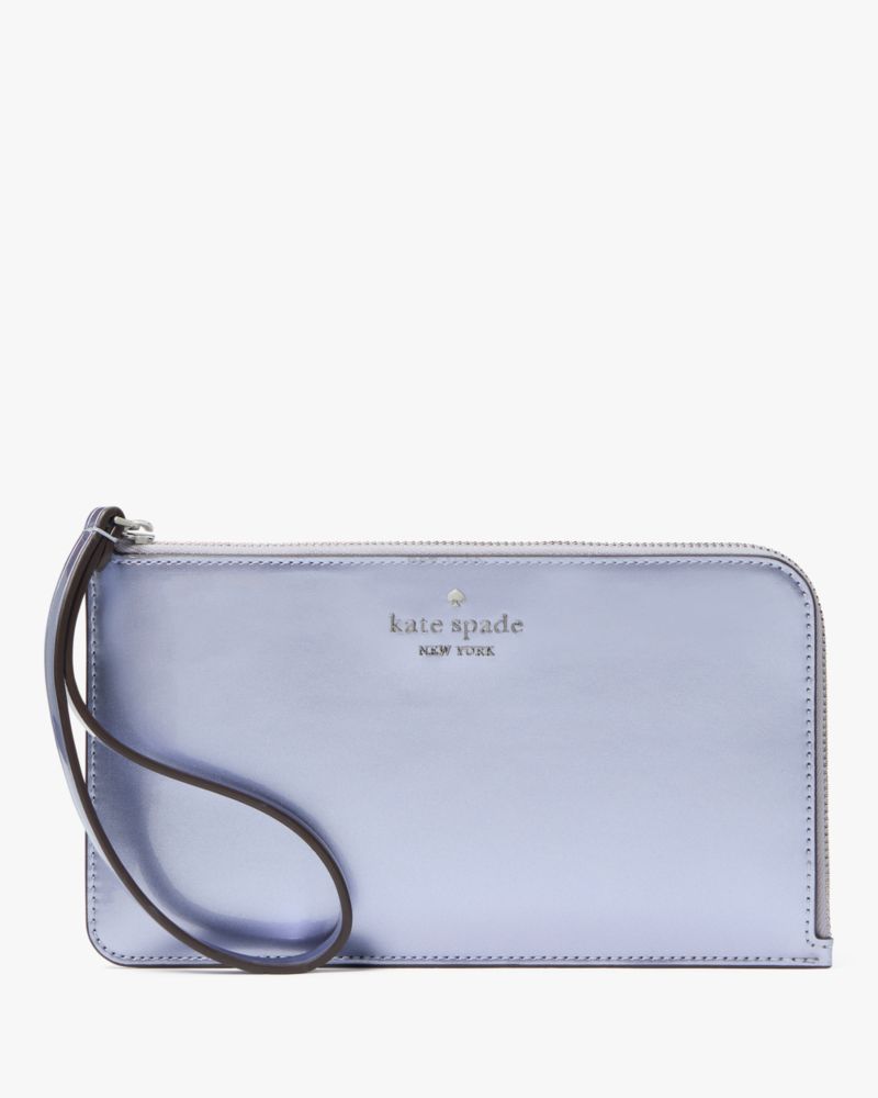 Kate Spade,Lucy Medium L-zip Wristlet,Wristlet,Metal Material,Logo,Metal,Casual,Lavender