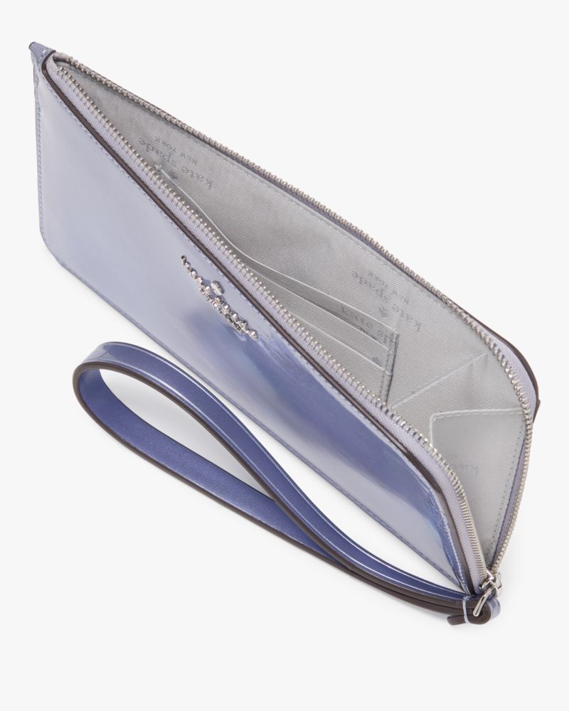 Kate Spade,Lucy Medium L-zip Wristlet,Wristlet,Metal Material,Metal,Logo,Casual,Lavender