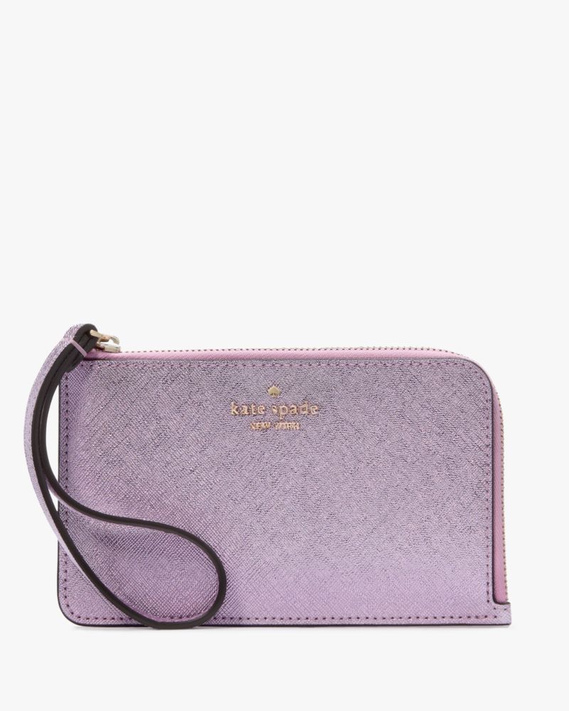 Kate Spade,Lucy Metallic Small L-zip Wristlet,