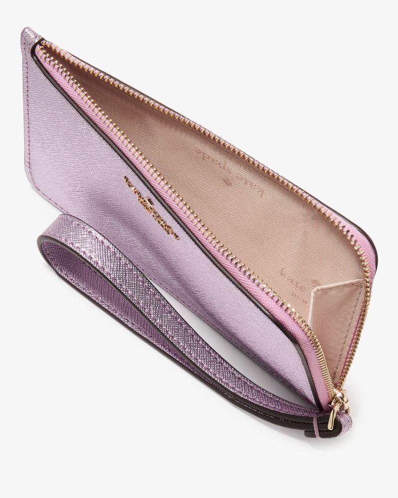 Kate Spade,Lucy Metallic Small L-zip Wristlet,Lavender